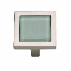 Spa Green Square Knob 1 3/8 Inch Brushed Nickel