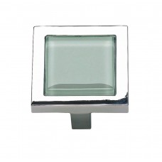 Spa Green Square Knob 1 3/8 Inch Polished Chrome