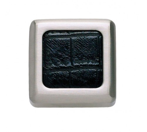 Paradigm Square Knob 1 1/4 Inch BN & Black Croc Leather