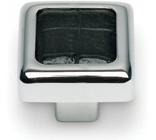 Paradigm Square Knob 1 1/4 Inch CH & Black Croc Leather Paradigm Square Knob 1 1/4 Inch CH & Black Croc Leather