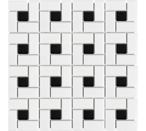 Soho Matte Pinwheel Mosaics White w/Blk
