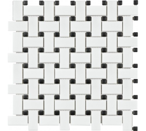 Soho Basketweave Mosaics White w/Blk
