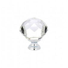 Crystal Diamond Knob Polished Chrome 1 3/4