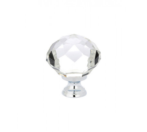 Crystal Diamond Knob Polished Chrome 1 3/4