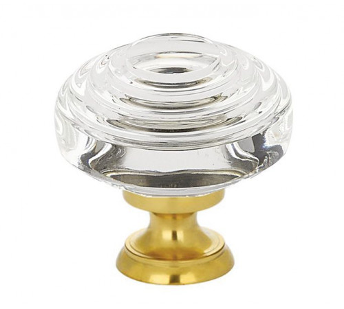 Crystal Deco Knob Antique Brass 1 1/4