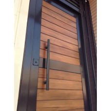 Solid modern door with grooves