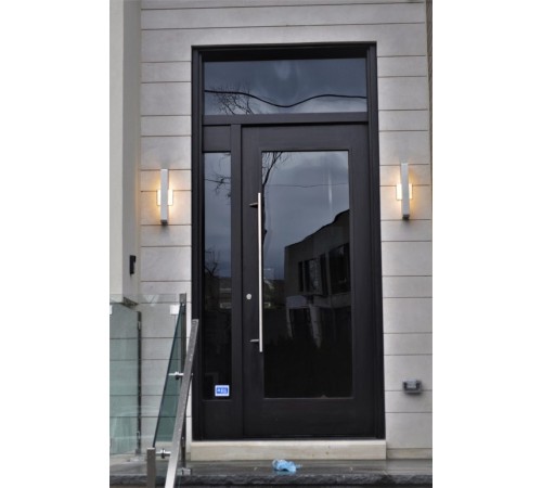 1 panel door with glass and transom