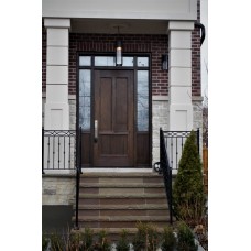 3 panel modern door with transom and sidelights
