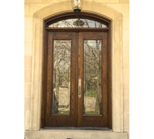 Double door 1 panel with glass and transom
