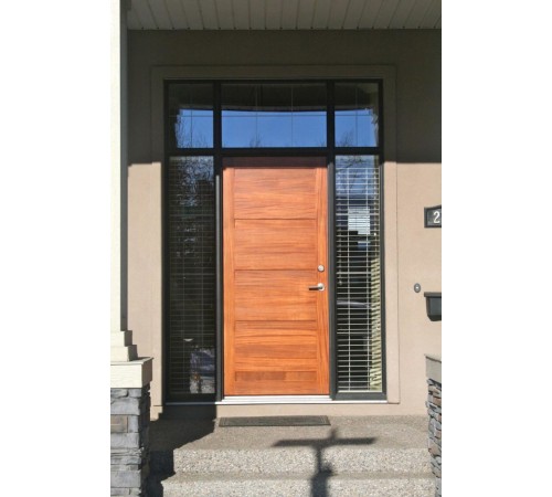 2 panel door with curved shape and glass 