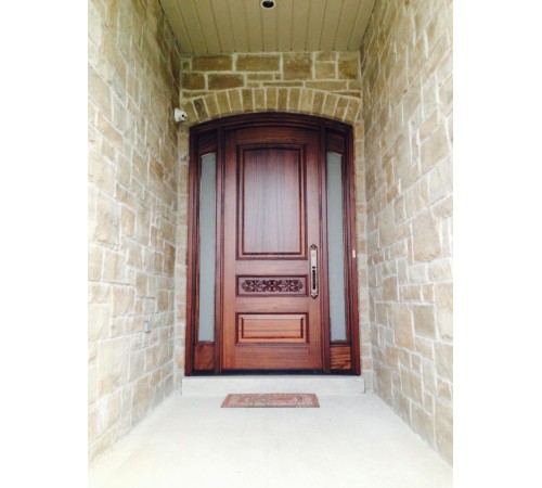 3 panel door with design and sidelights