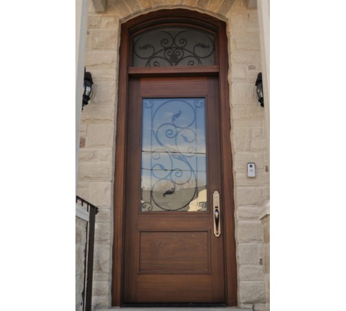 2 panel door with glass and transom 