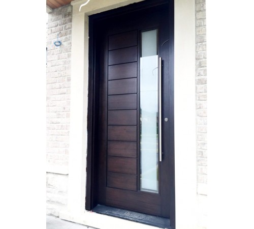 Solid modern door with glass insert