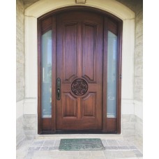 4 panel solid door with curve 2 sidelights