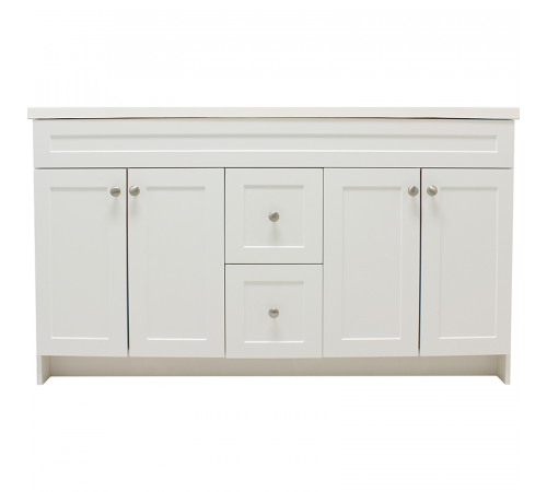 60 Inch Huntsville Shaker White Marble With Double Sink