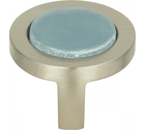 Spa Blue Round Knob 1 1/4 Inch Brushed Nickel